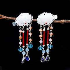 Hanfu Accessories fringe hairpin silver pair -HA222S