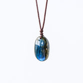Natural crystal blue moonlight pull feldspar pendant-20220713