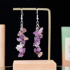 Natural amethyst stone drop earrings -20230313PUR