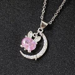 Pink Diamond Rabbit Moon Pendant without chain -DZ047