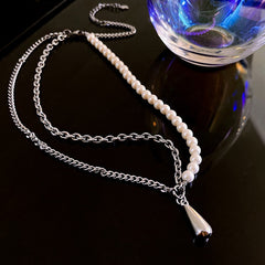 Pearl Chain Asymmetrical necklace -X724S