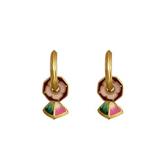 Vintage enamel drop glaze oil painting earrings -DMS00468