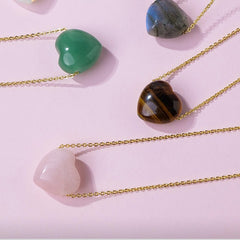 Natural Rose Quartz energy stone clavicle chain -20230510PNK