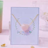 Natural Rose Quartz energy stone clavicle chain -20230510PNK