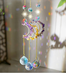 Natural amethyst rough stone Moon Solar Wind chimes -20230324AME