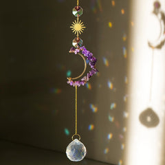 Natural amethyst rough stone Moon Solar Wind chimes -20230324AME