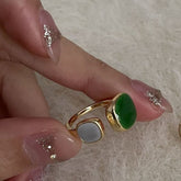 Retro Green Art Drop Glaze Ring -J2581G