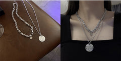 Simple Premium double chain letter brand necklace -X261S