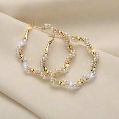 S925 Silver Needle irregular pearl Hoop Earrings -ER189
