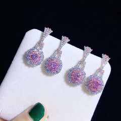 Vintage delicate round pink earrings -E1026