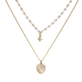 Korean double chain overlapping love necklace -XL1862G