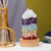 Natural seven-color crystal stone Christmas tree light decoration -20241212