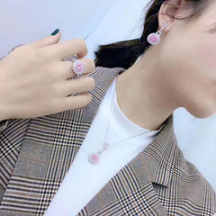 Vintage delicate round pink earrings -E1026