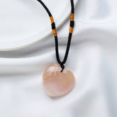Natural crystal cherry blossom agate 3cm heart necklace -20230509CHR