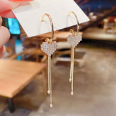 Pearl Heart tassel earrings -A291G