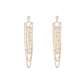 Double Star Sparkle Chain Tassel Earrings -E1130G