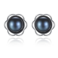 High-end hemp colored freshwater pearl S925 sterling silver earrings-FE0098
