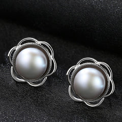 High-end hemp colored freshwater pearl S925 sterling silver earrings-FE0098