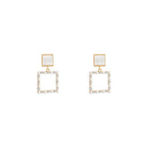 White Moonlight Square pearl Diamond earrings -A171G