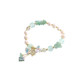 Natural pearl Green Crystal Fortune Stone bracelet -S158G
