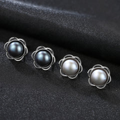 High-end hemp colored freshwater pearl S925 sterling silver earrings-FE0098