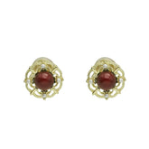 Palace vintage wine red lady elegance flower ear clip -KG006