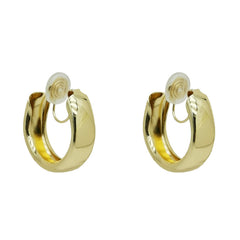 Simple atmospheric gold or silver hoop ear clips -KC009