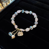 Low-key luxury Sachet Natural Rose Quartz Beads Bracelet -S193G