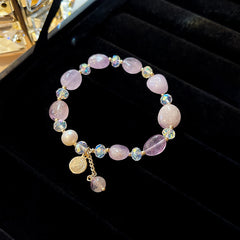 Romantic Rose Quartz cattle dog pig lucky stone bracelet -S199PU