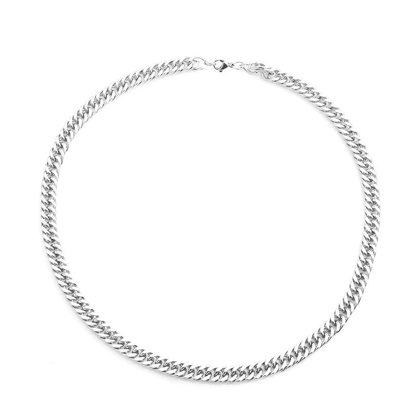 Cuban simple riding crop chain thick titanium steel necklace -NE245