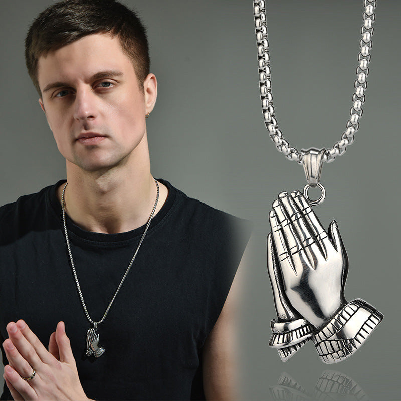 Hipster Prayer Hand Lucky Necklace for men and Women -NE235