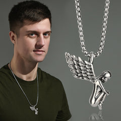 Guardian Angel Titanium Steel Necklace Student Jewelry -NE250