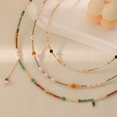 Freshwater Pearl Colored millet beaded Necklace -DMS00366W