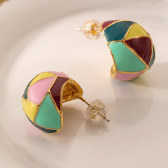 European and American rainbow Hemisphere earrings -DMS00251