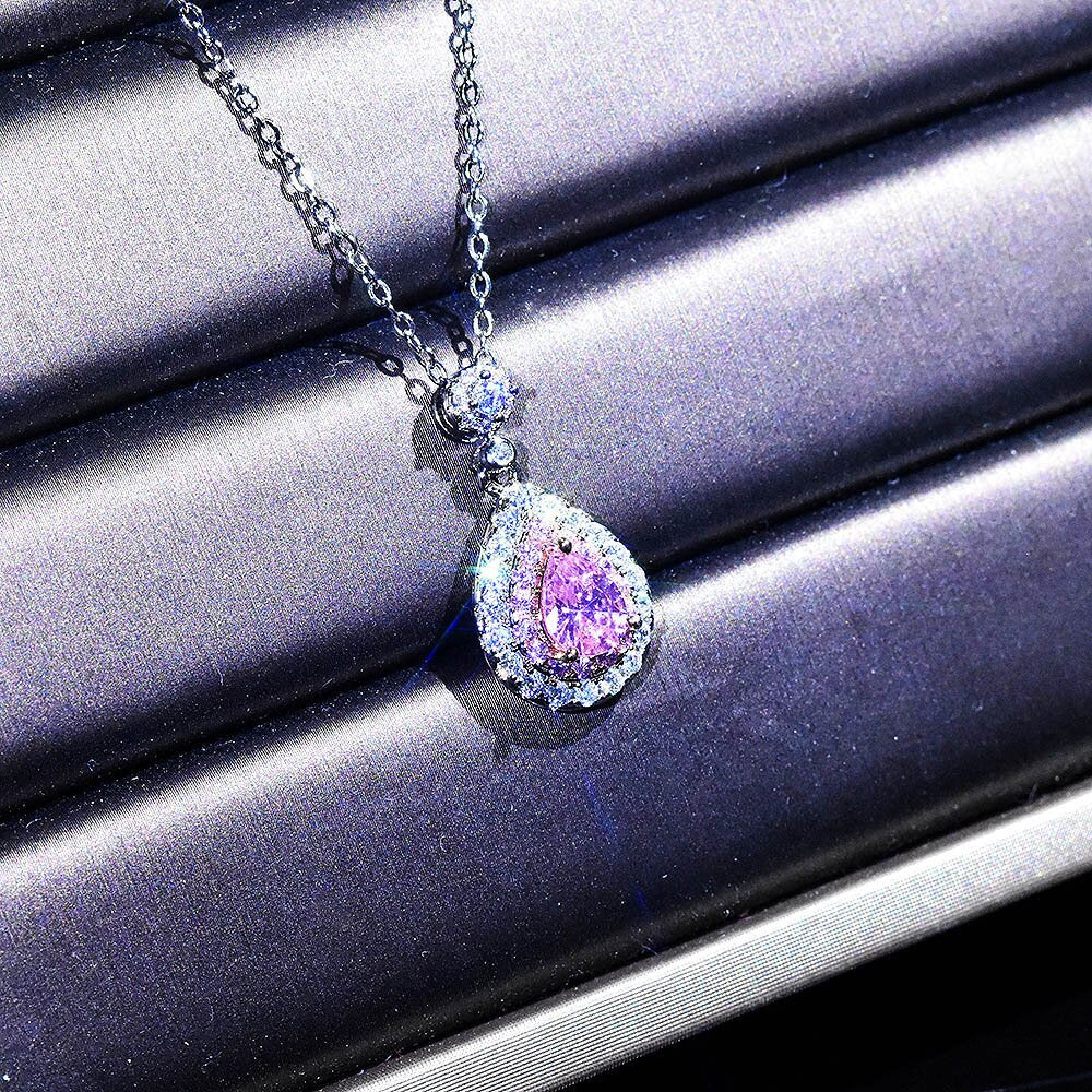 Pink diamond drop necklace -D685F