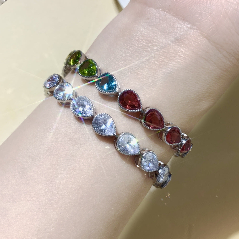 18K gold plated colored gemstone love bracelet-SL003