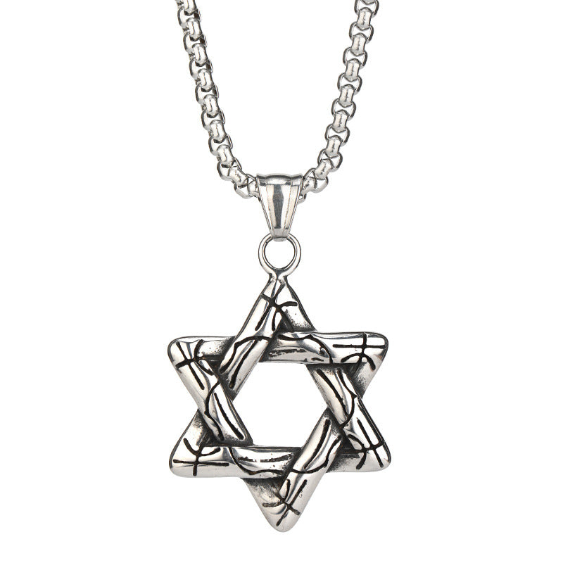 Hexagram titanium steel necklace for men and women -NE240