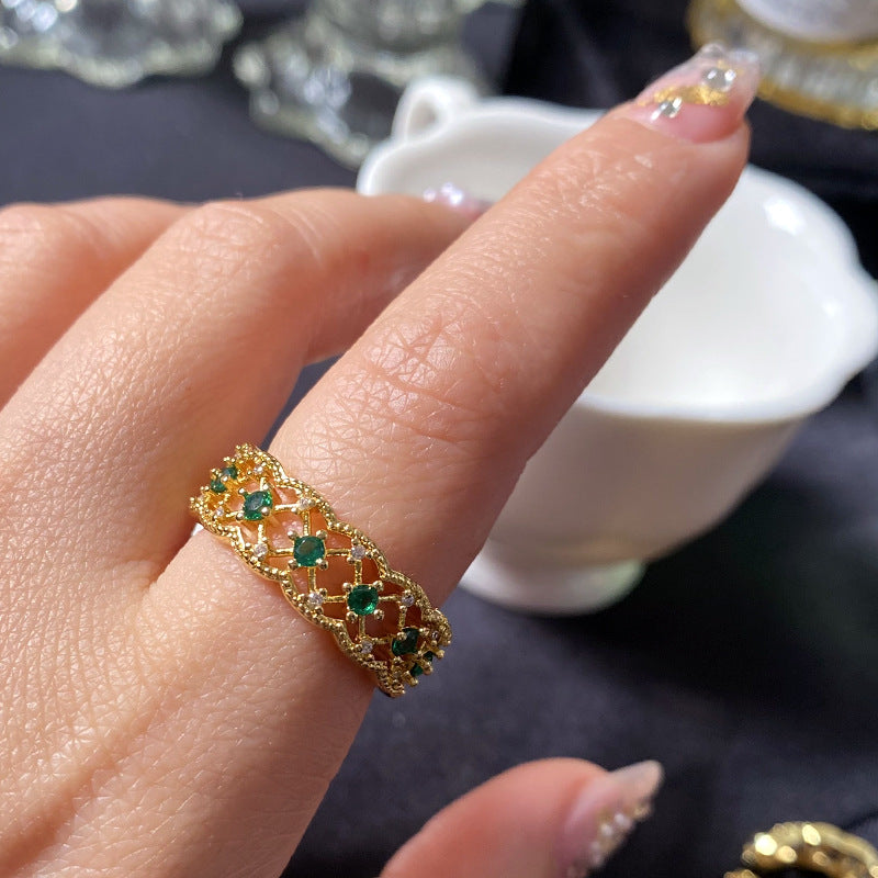 French Grosser lace 18K gold plated ring-JZ141R