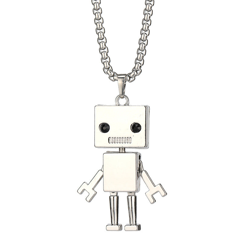 Square robot Nightclub Cool Man titanium steel necklace -NE244