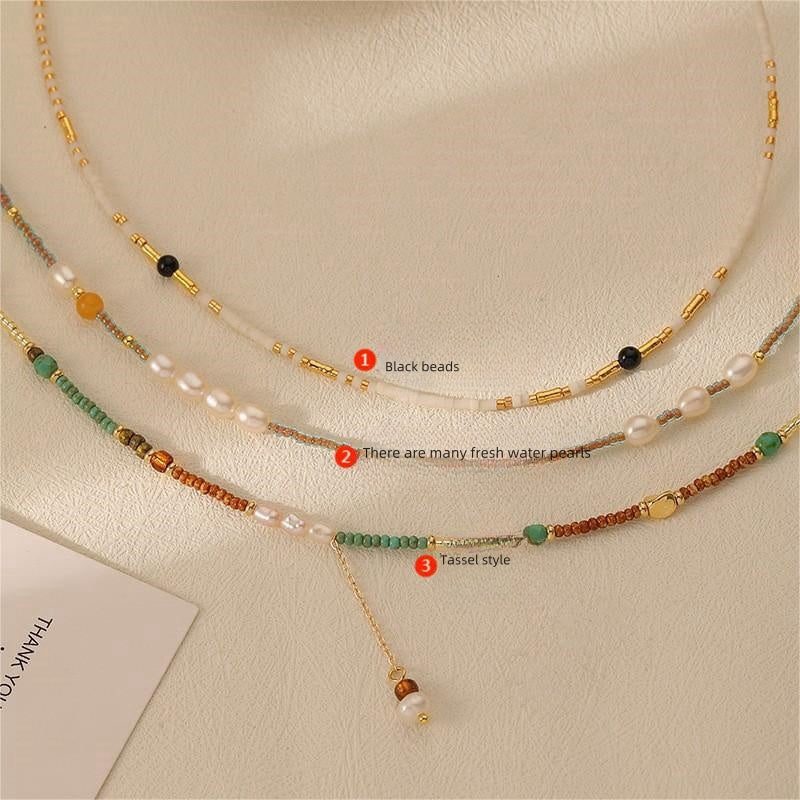 Freshwater Pearl Colored millet beaded Necklace -DMS00366W