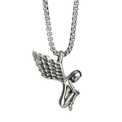 Guardian Angel Titanium Steel Necklace Student Jewelry -NE250