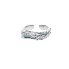 Original inlaid green texture irregular ring -J3044S