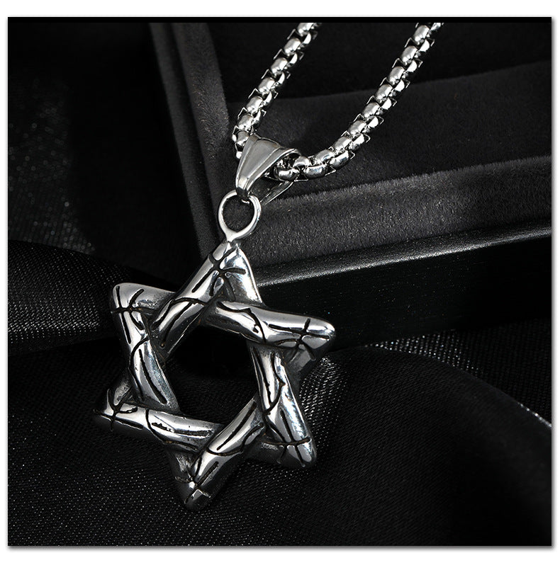 Hexagram titanium steel necklace for men and women -NE240