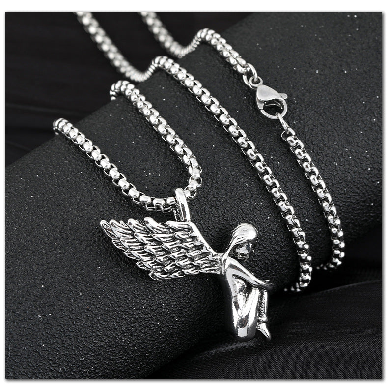 Guardian Angel Titanium Steel Necklace Student Jewelry -NE250