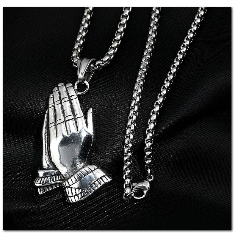 Hipster Prayer Hand Lucky Necklace for men and Women -NE235