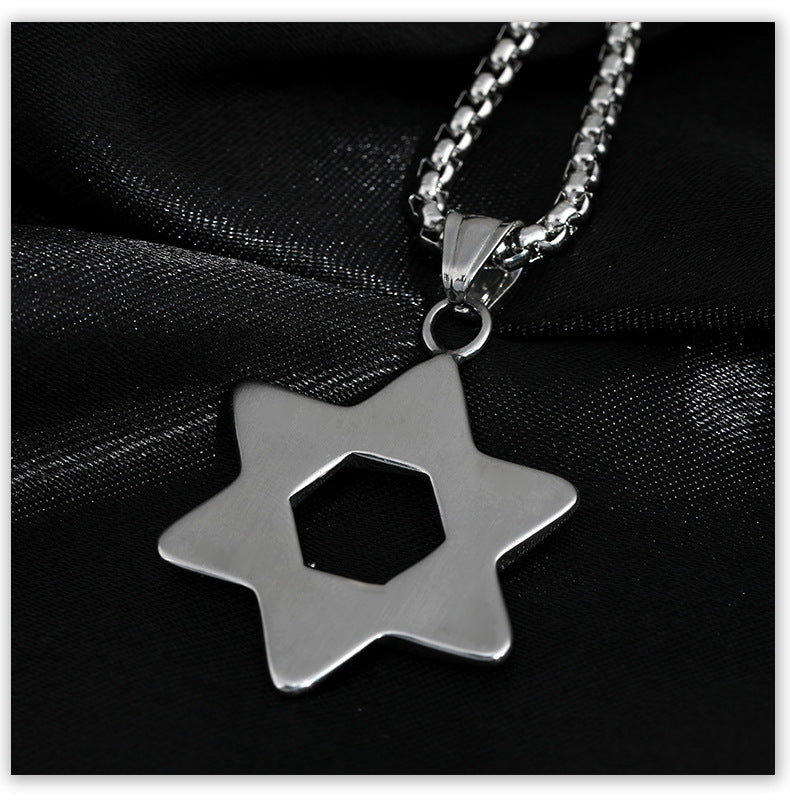 Hexagram titanium steel necklace for men and women -NE240