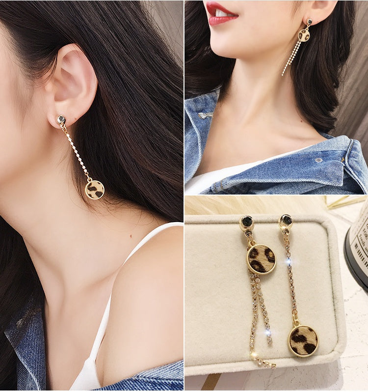 Leopard print tassel earrings -E834G