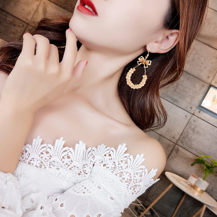 Ice crystal braided bow Ring -E820G