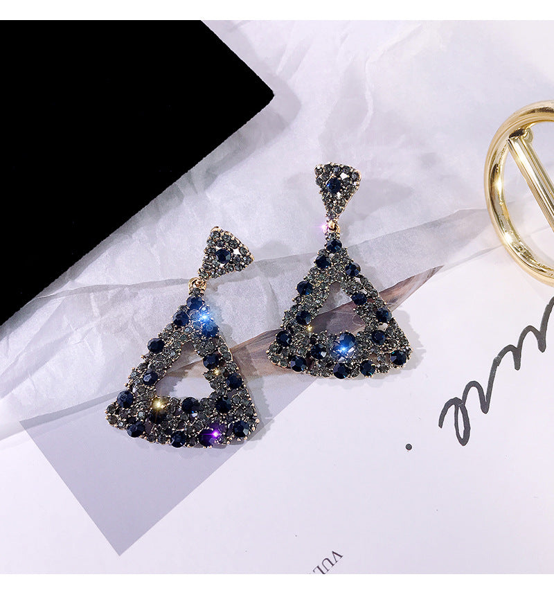 Triangle geometric rhinestone earrings -E1097B