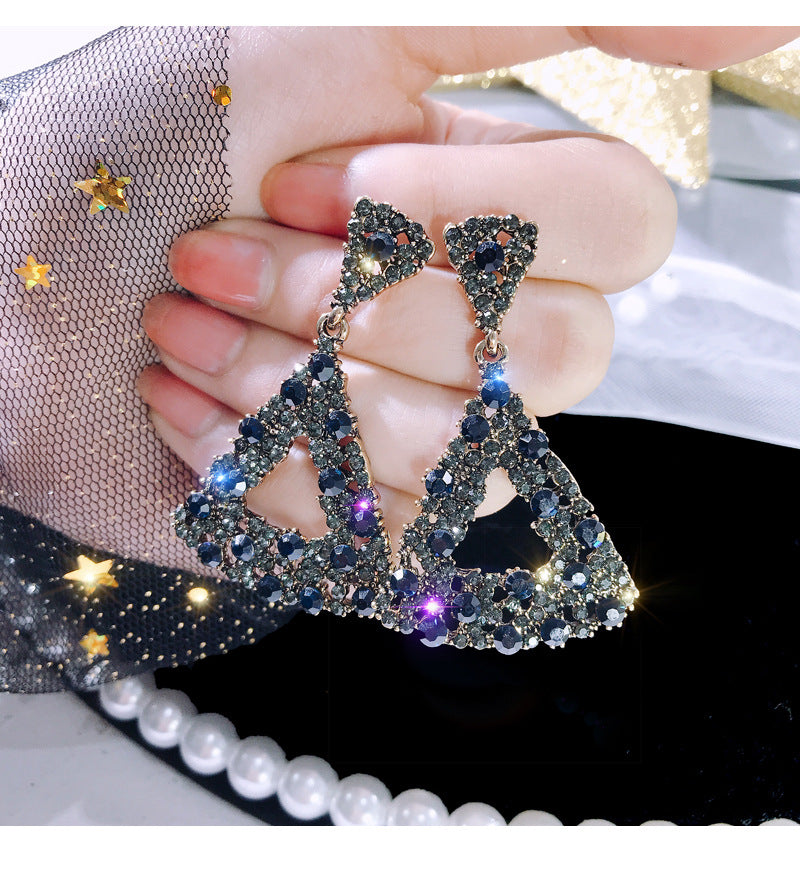 Triangle geometric rhinestone earrings -E1097B